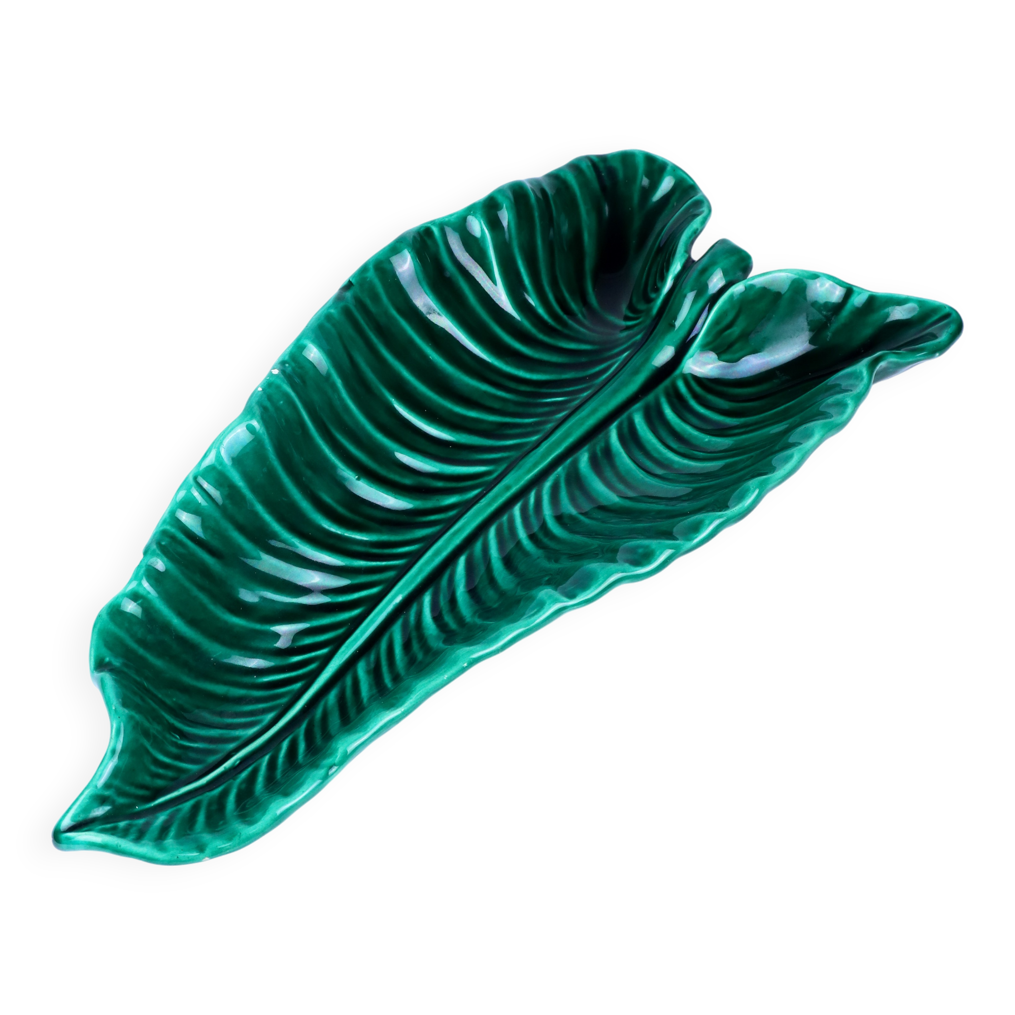 Grand plat barbotine feuille Vallauris