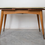 Table à manger réglable avec scène parisienne graphique, des années 1950