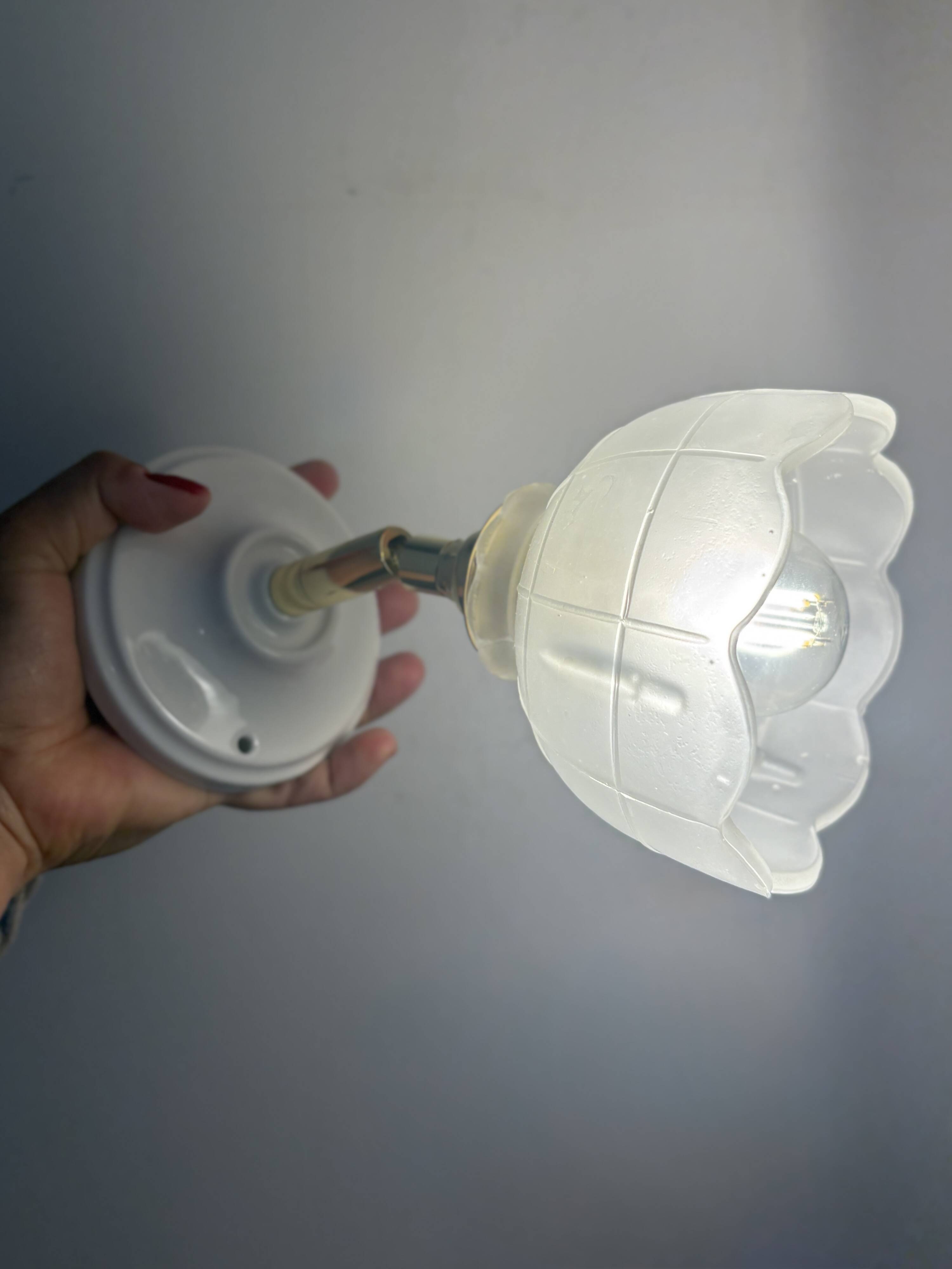 Vintage frosted glass tulip wall light