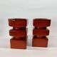 Set of 2 pottery block candleholders, 1970s