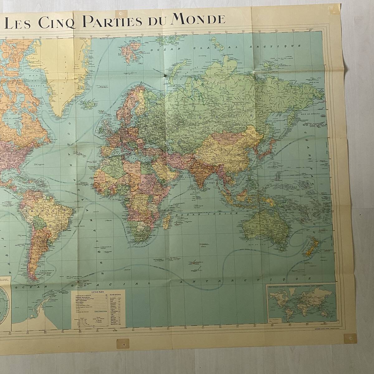 Planisphère mappemonde Taride vintage 1976