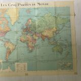 Taride vintage world map planisphere 1976