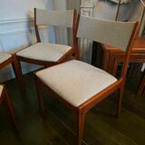 Set of 4 vintage teak and beige tweed chairs by Johannes Anderse