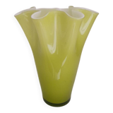 Fasoletto handkerchief vase in green opaline