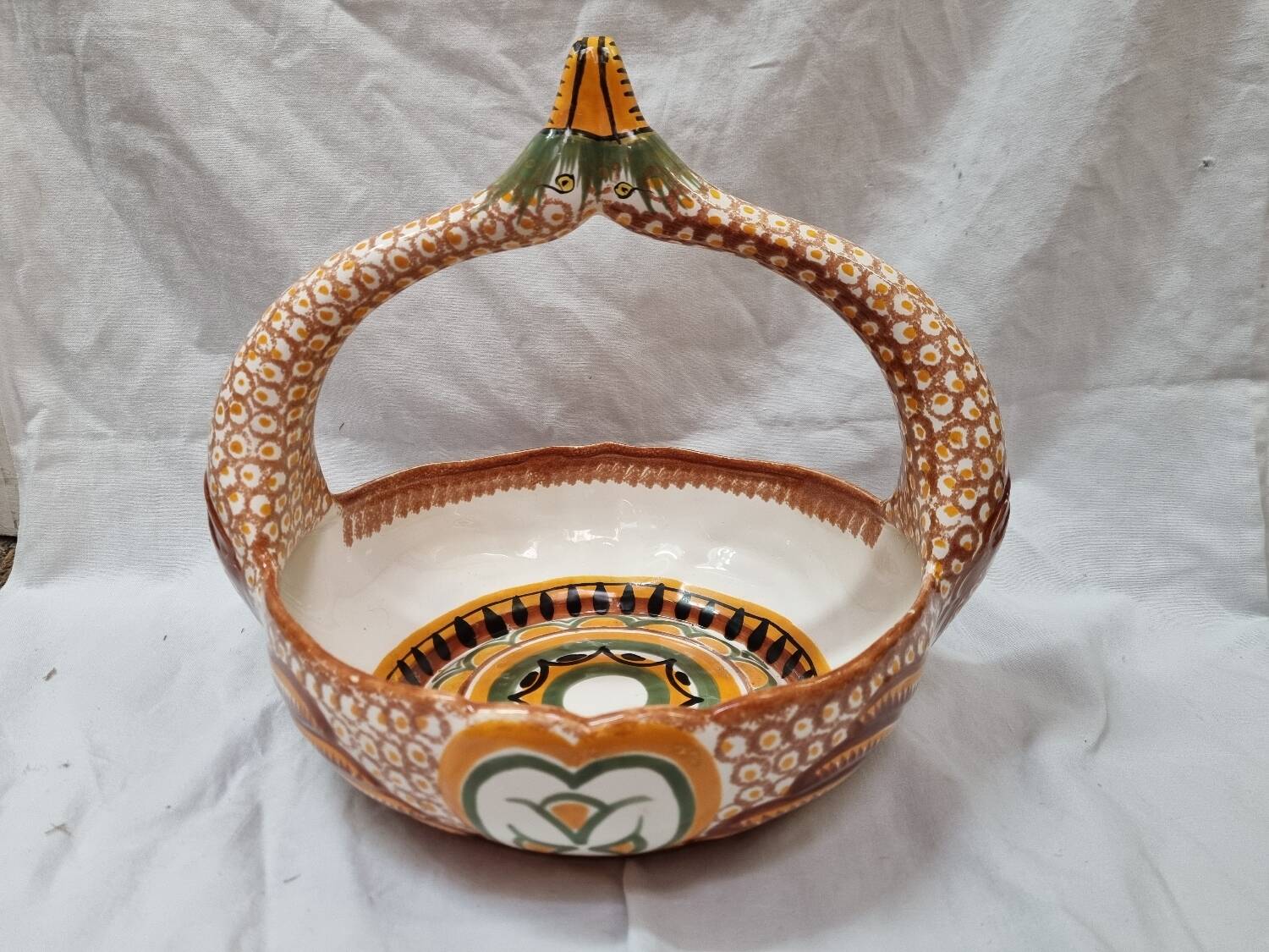 Henriot Quimper fruit bowl, duck or swans