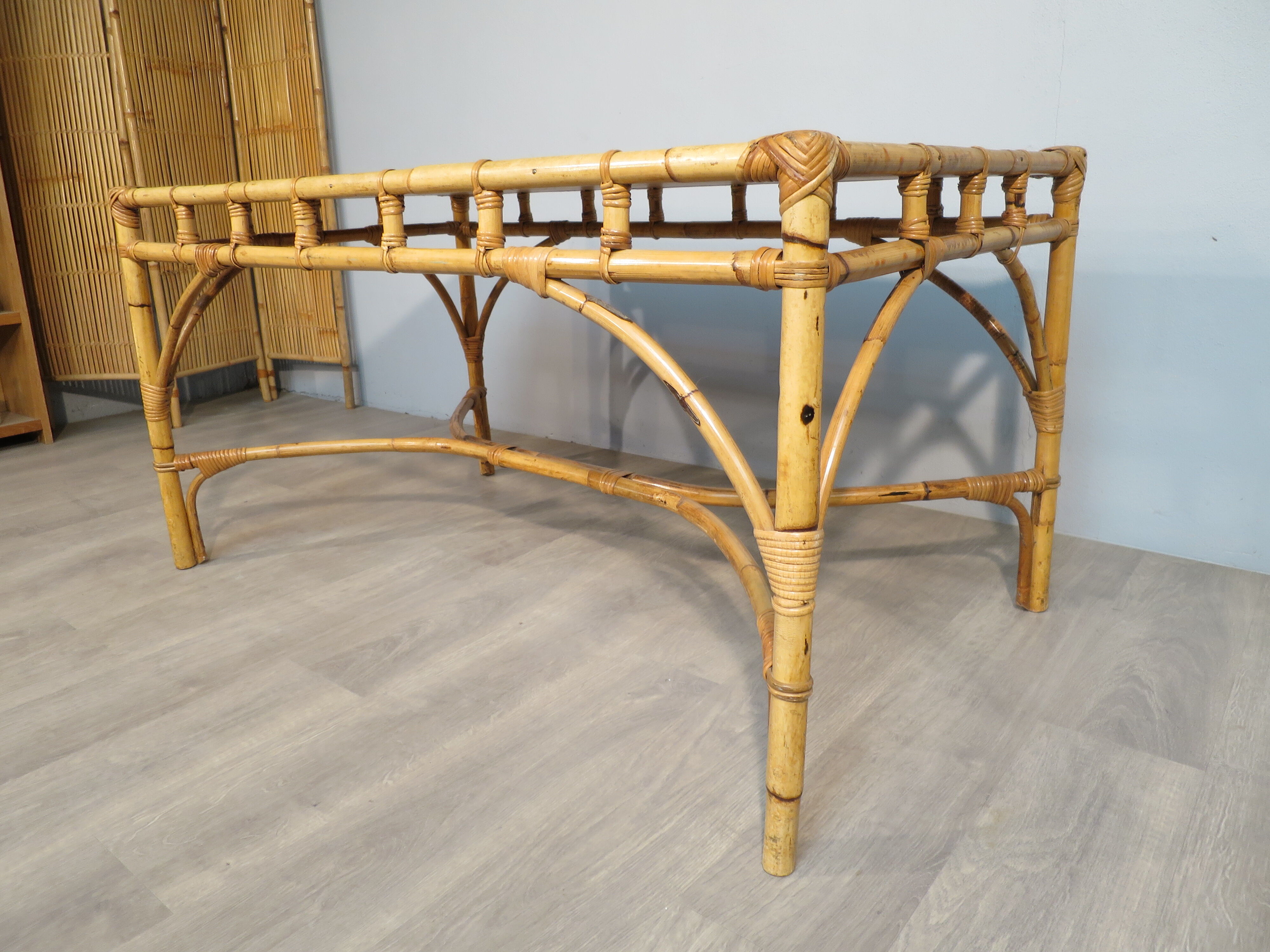 Rattan table, 70s