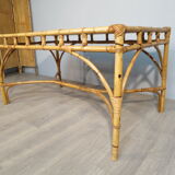 Rattan table, 70s