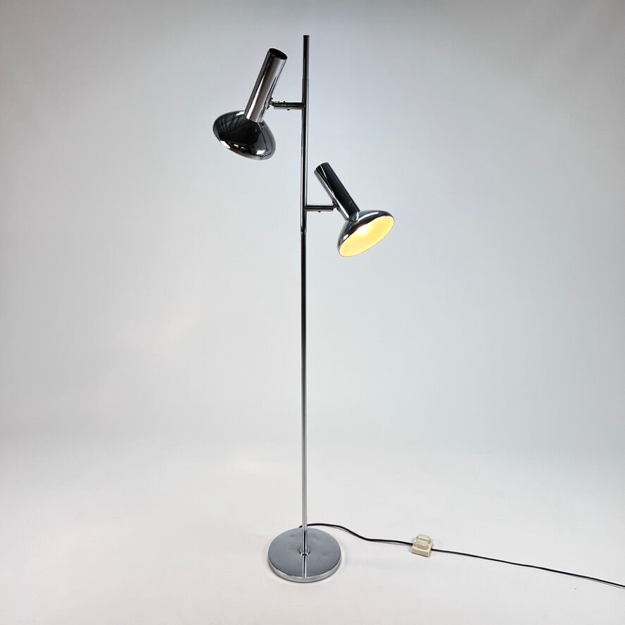 Chrome floorlamp with 2 Spots by Sölken Leuchten, 1960s