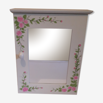 Armoire de toilette à miroir blanche à motif floral
