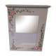 White mirrored toilet cabinet with floral pattern