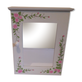 Armoire de toilette à miroir blanche à motif floral