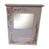 White mirrored toilet cabinet with floral pattern