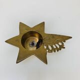 Vintage gold brass star candle holder
