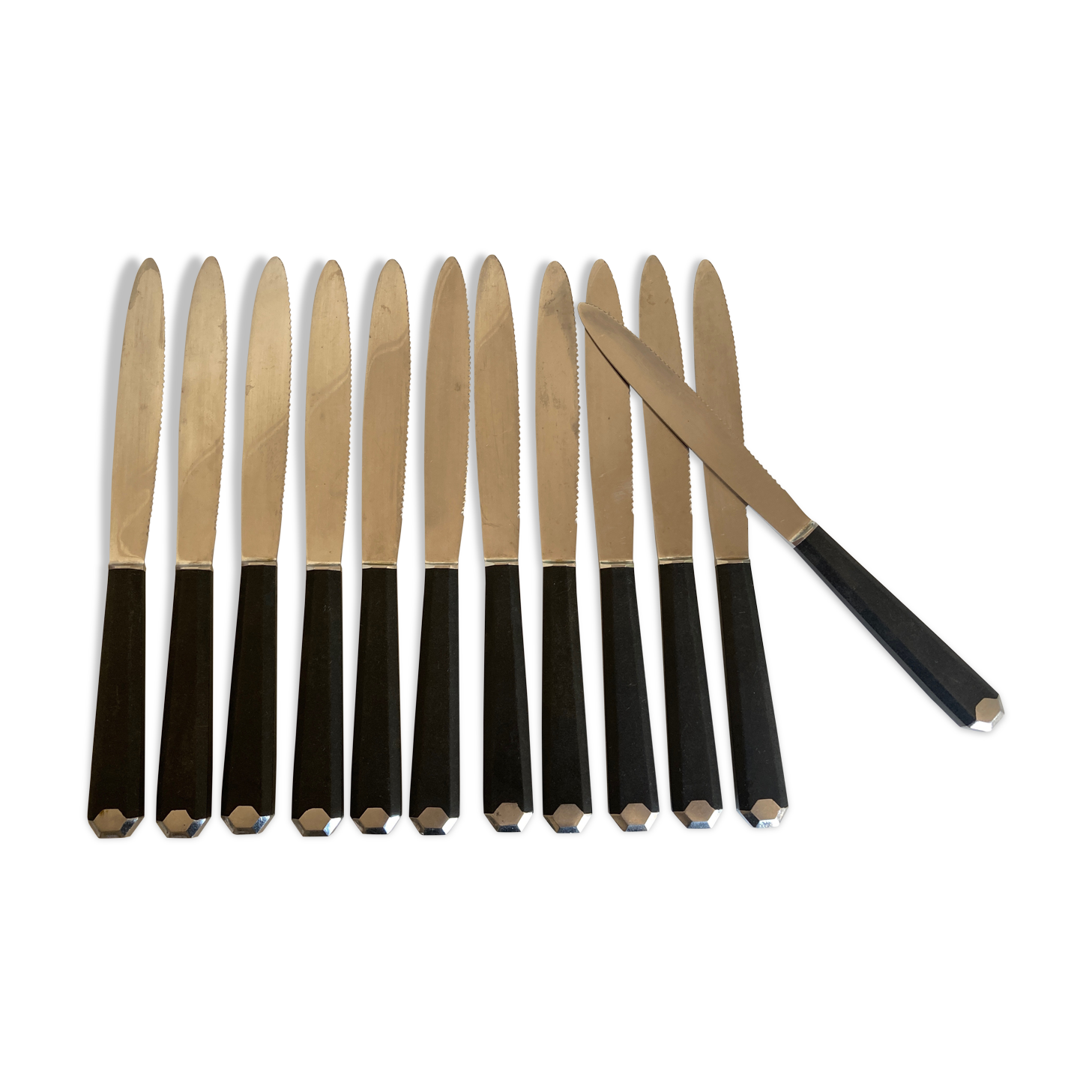 Set de 12 couteaux de bakélite et acier art déco