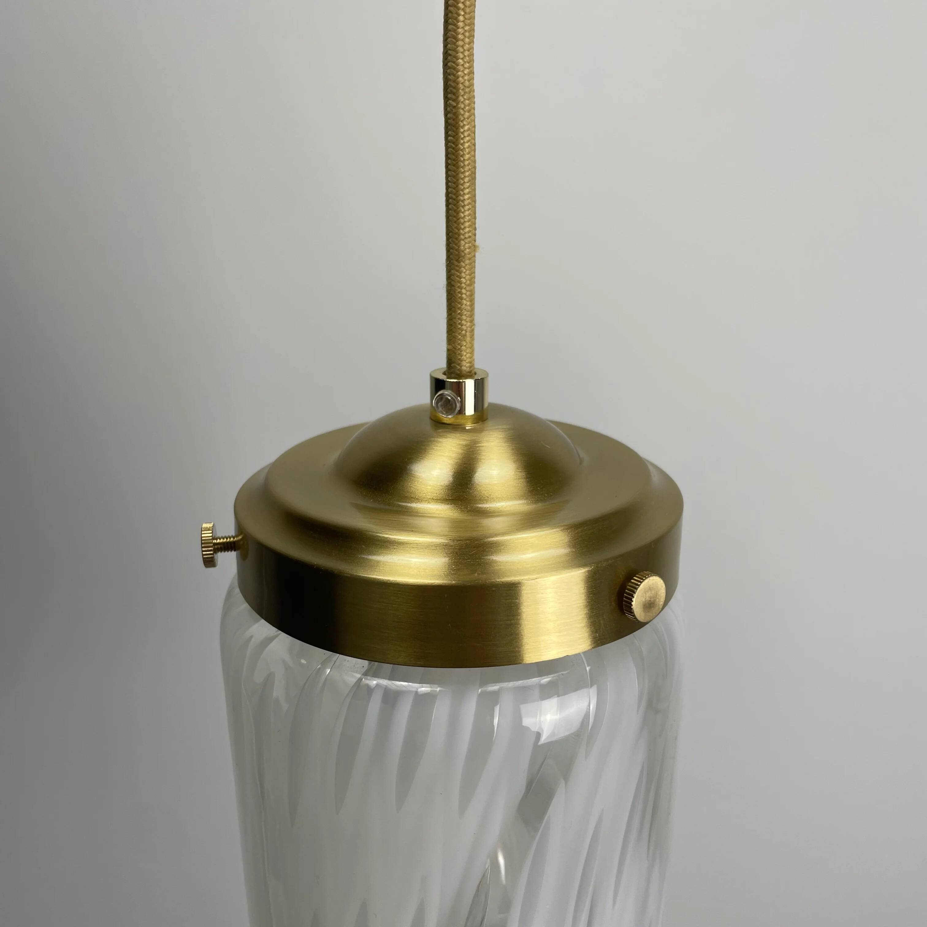 Suspension in cloudy and transparent white glass, Italian, 1960.