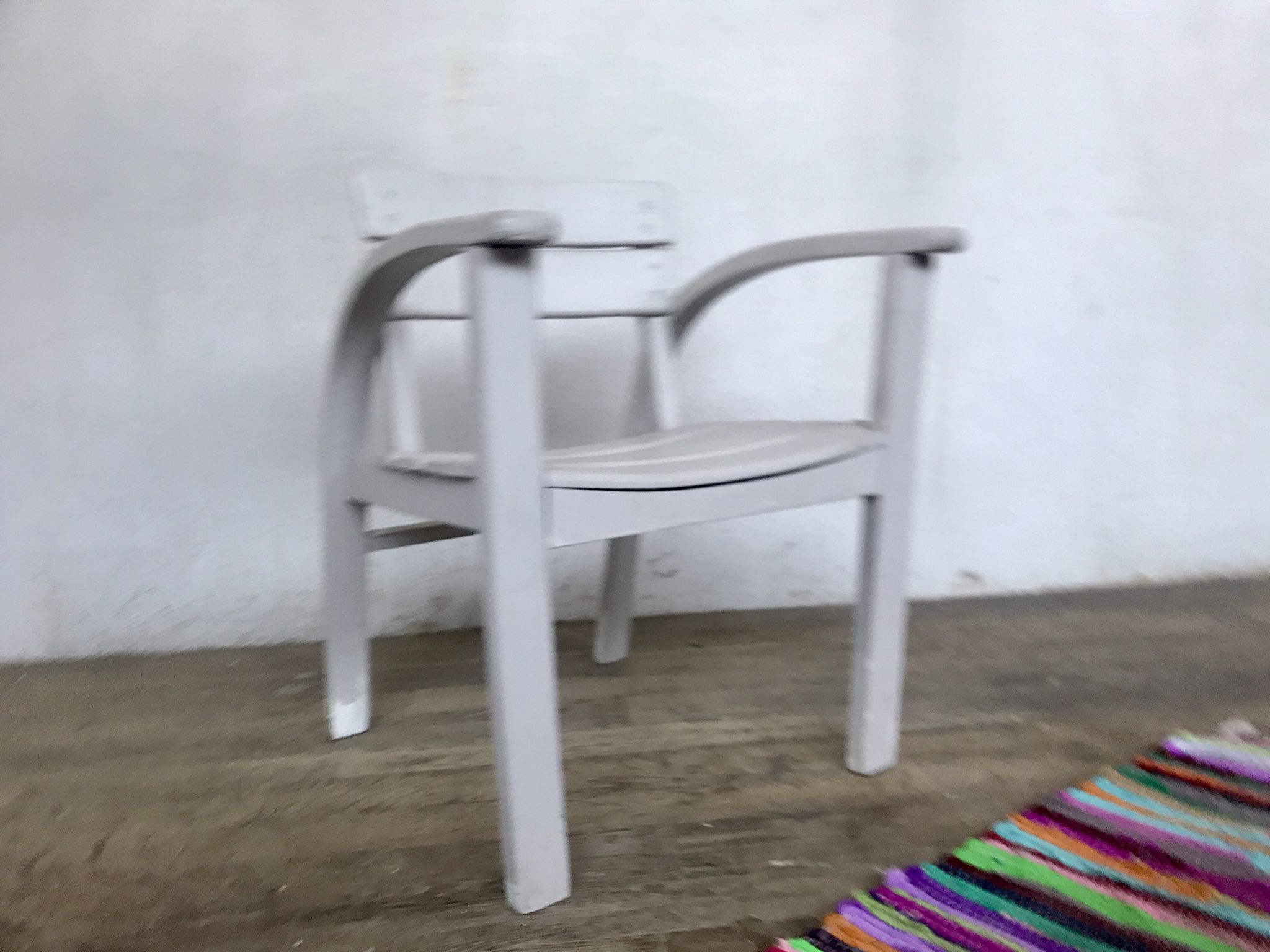 Fauteuil vintage pour enfant blanc gris clair 1950