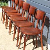 6 chaises Baumann dos large N°30 hêtre foncé
