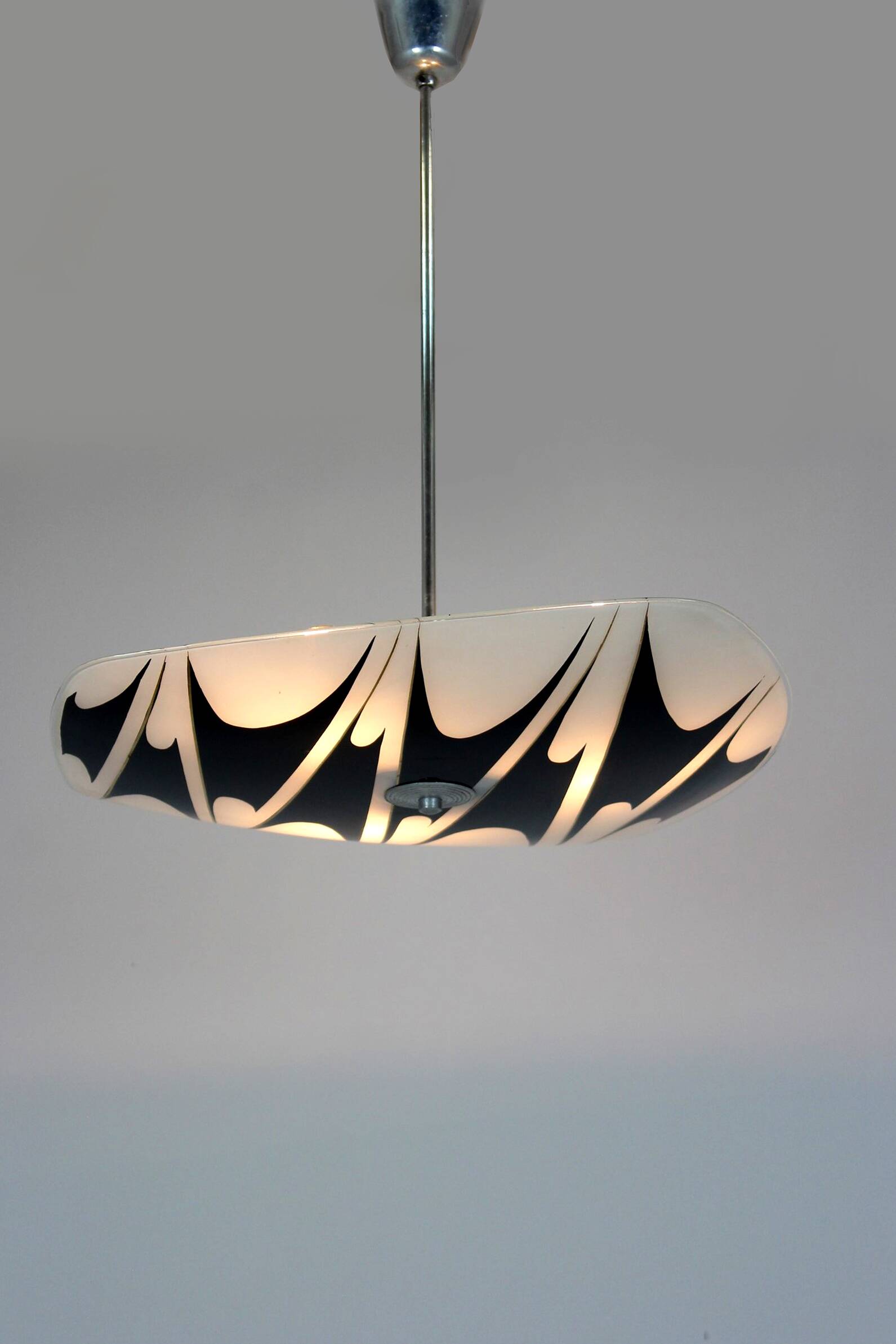 Large Vintage Czechoslovakian Opaline Glass Pendant Lights, 1970s, Set of 2