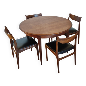 Table en teck et 4 chaises scandinave