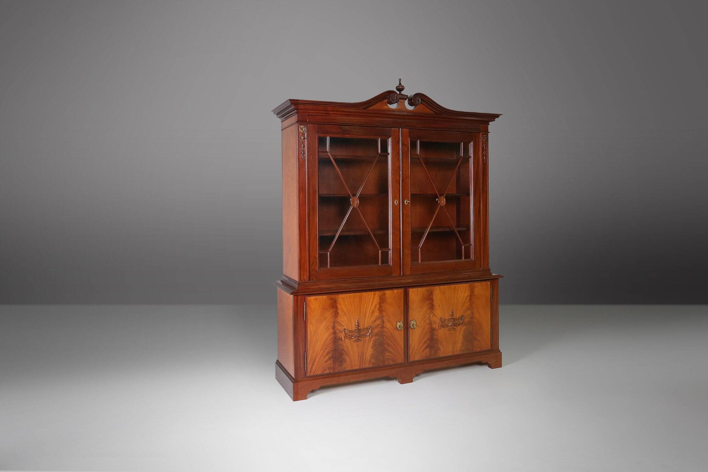 Empire Style Library Cabinet with Glass Doors, Belgium, 1950s