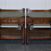 Bedside Tables with Green Leather Top