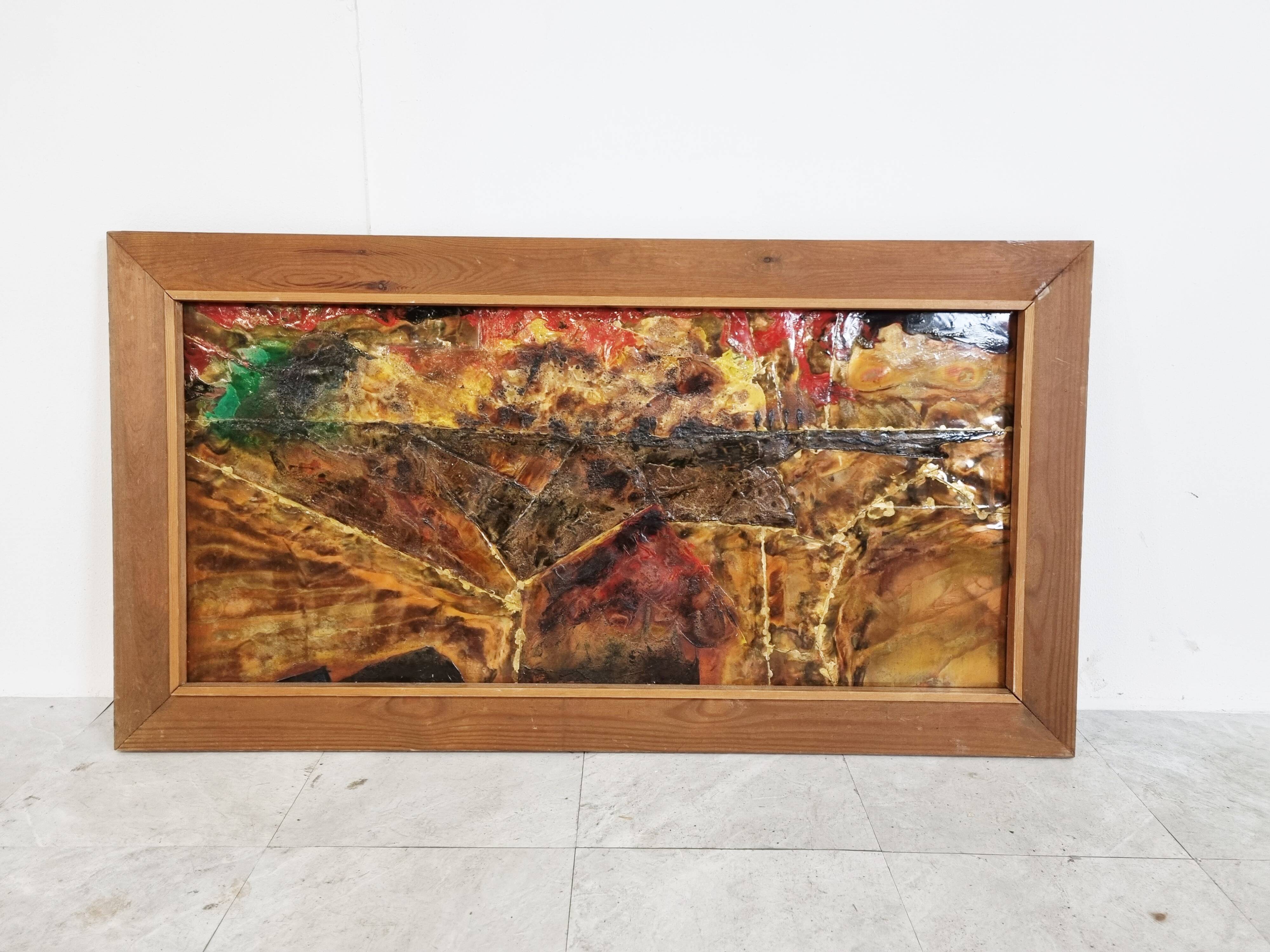Vintage copper painting by Germain Rotsaert, 1960s
