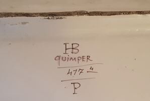 Plat octogonal HB Quimper signé Emile Poulain (P)