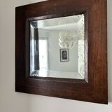 Bevelled mercury mirror with a wooden frame