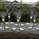 Set of wine glasses engraved glass 1950s.
