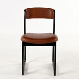 Set of 4 vintage wood and skai sled chairs