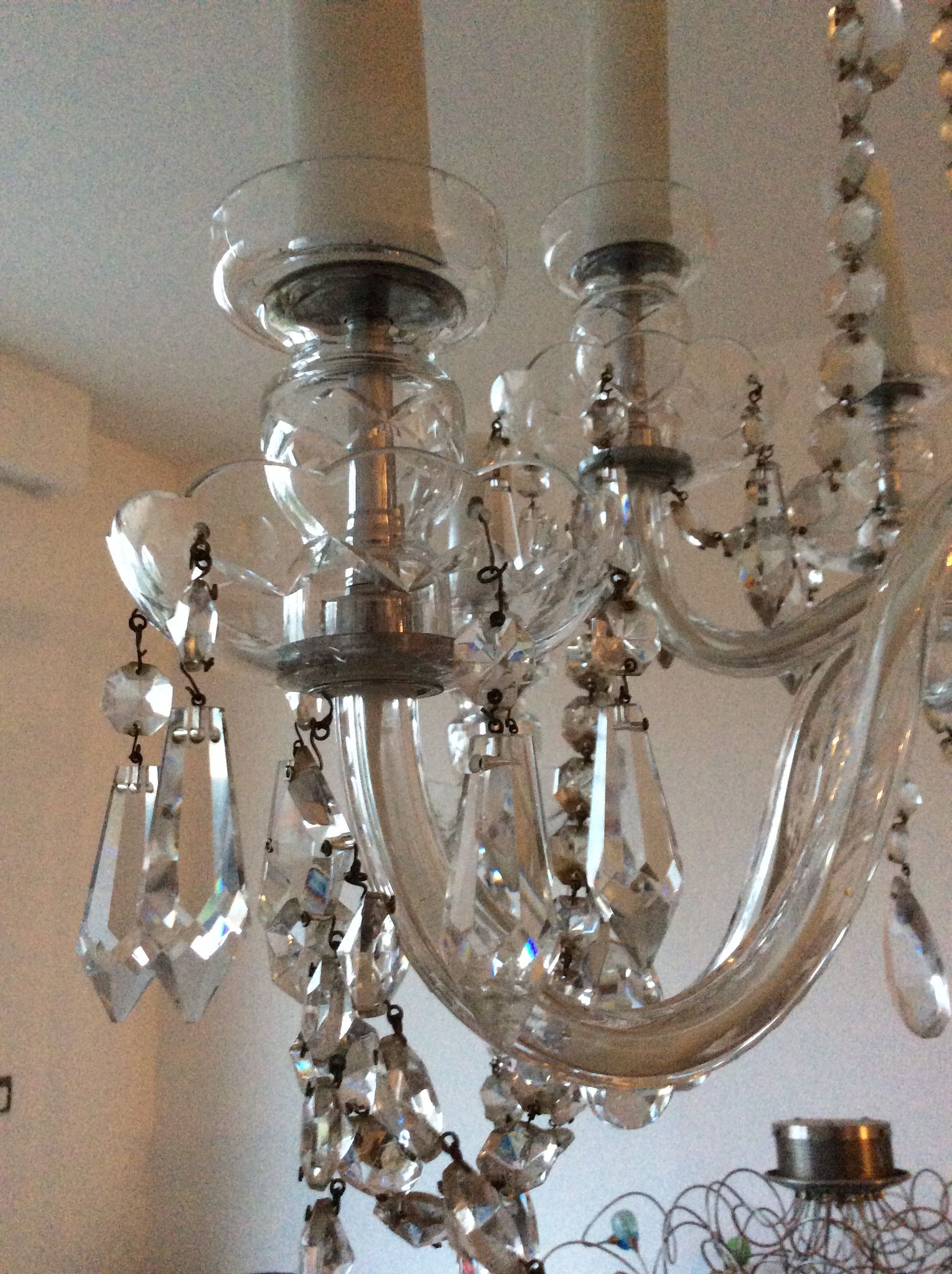 Old bohemian crystal chandelier for Deknudt