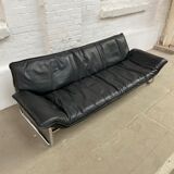 3-seater leather and chrome Sofa by Rodney Kinsman for OMK 1970
