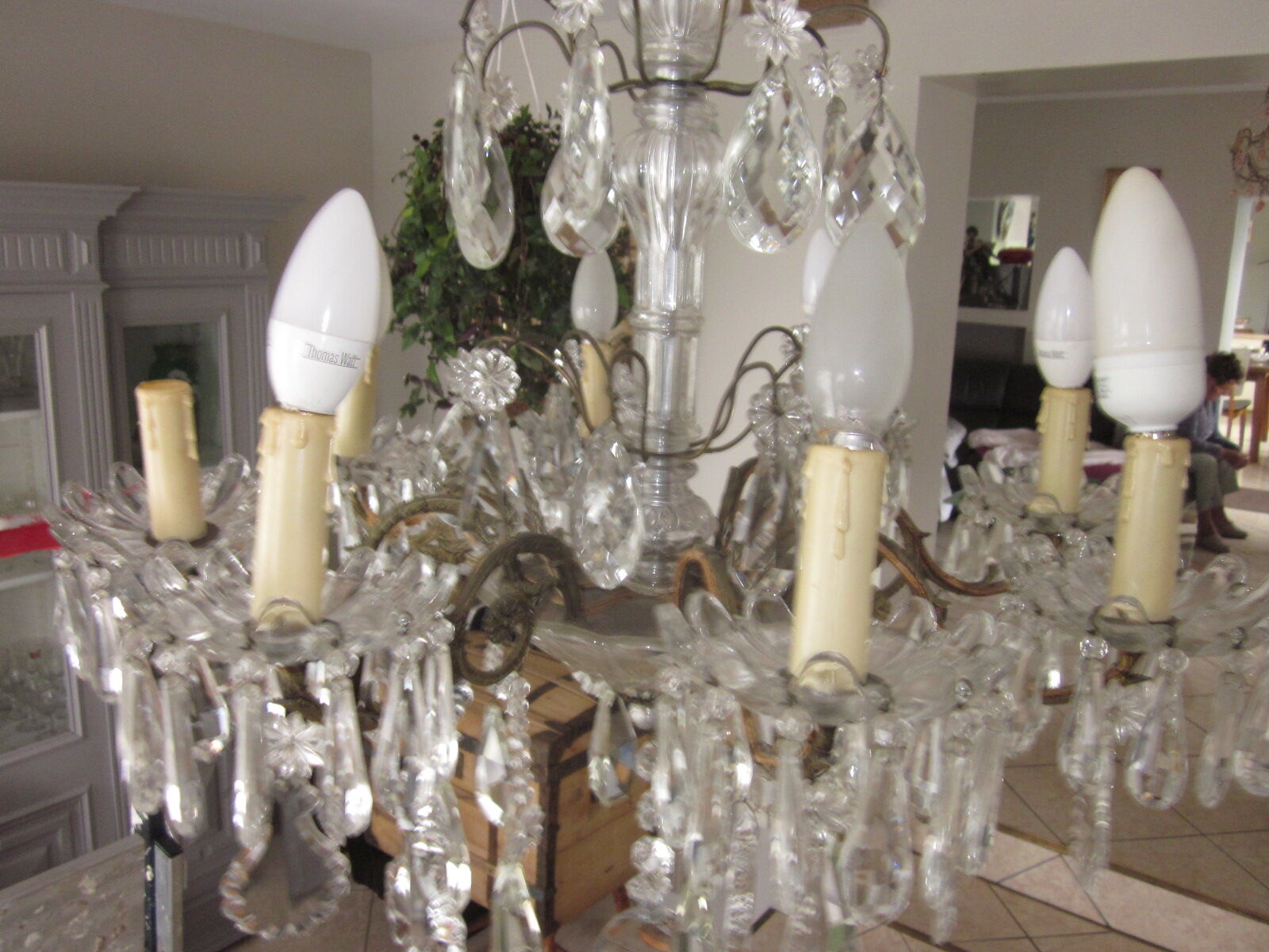 chandelier has antique pendants