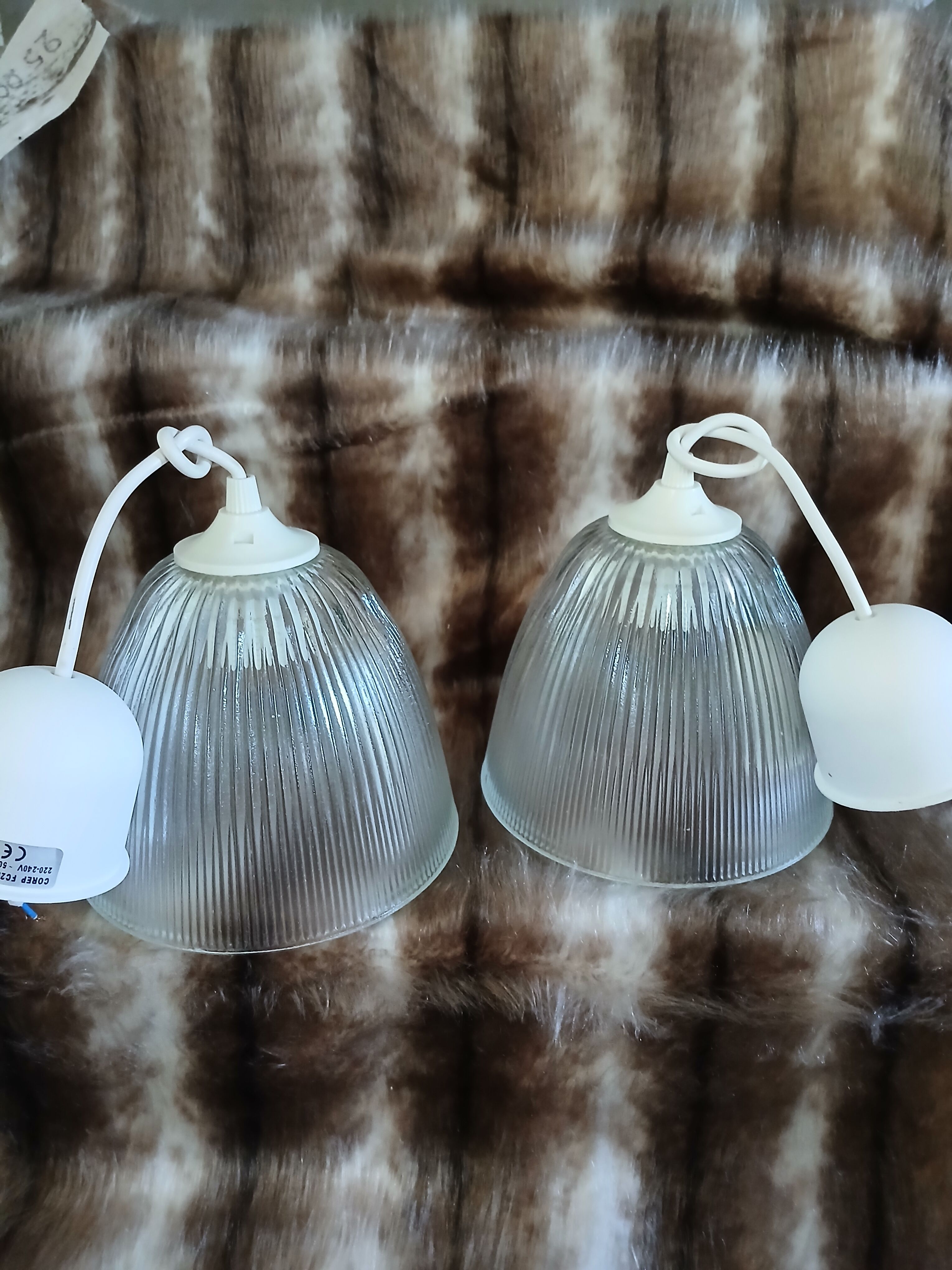 2 antique glass pendants