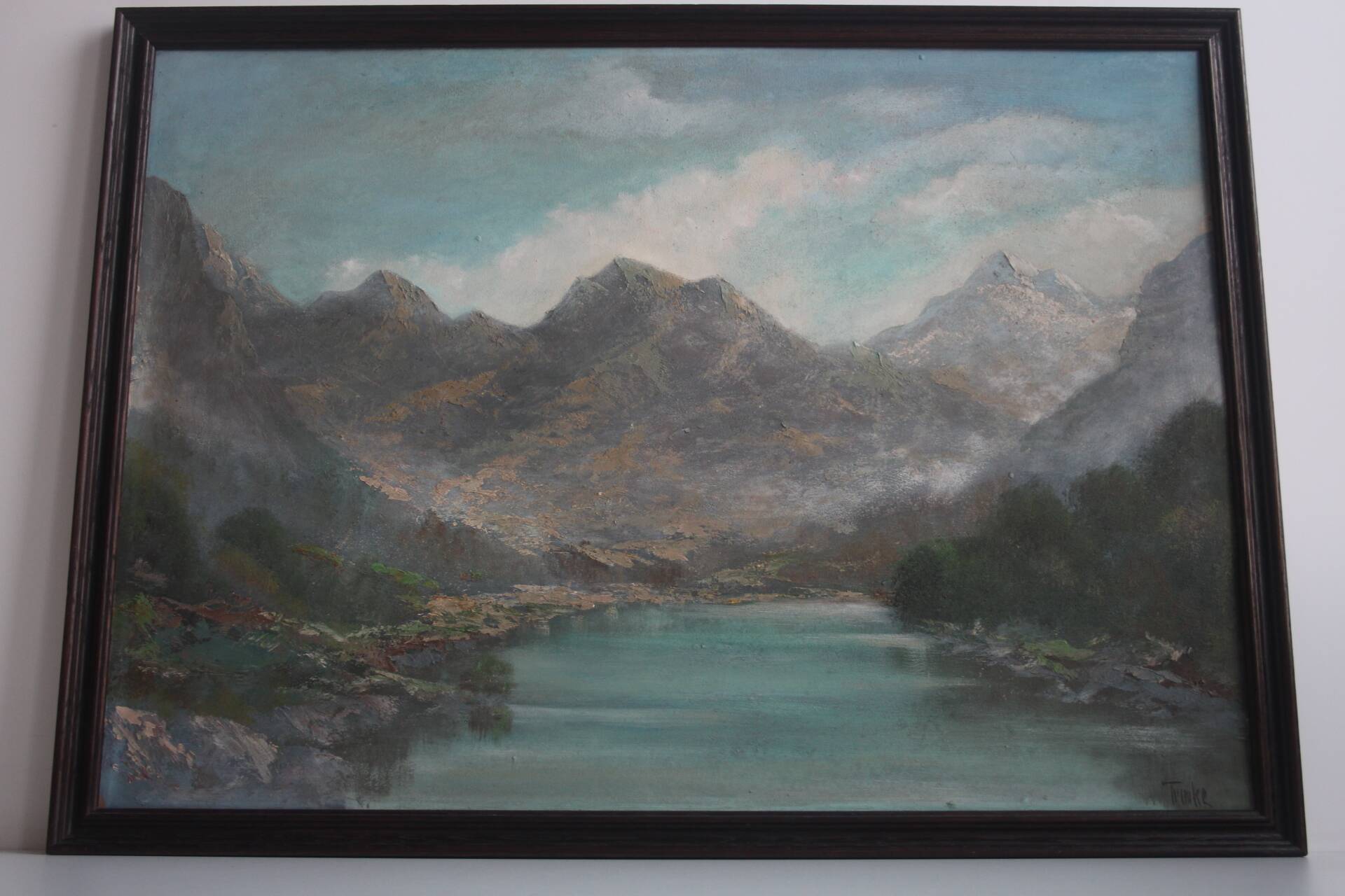 Hand painted painting, oil on fiberboard, signed, Czechoslovakia, 1960's.