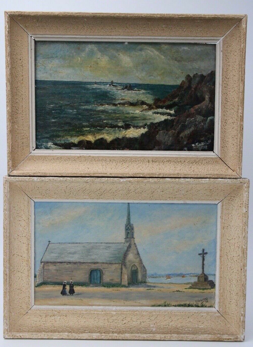 Pair of paintings breton school r euzemes eyzemes signature to identify