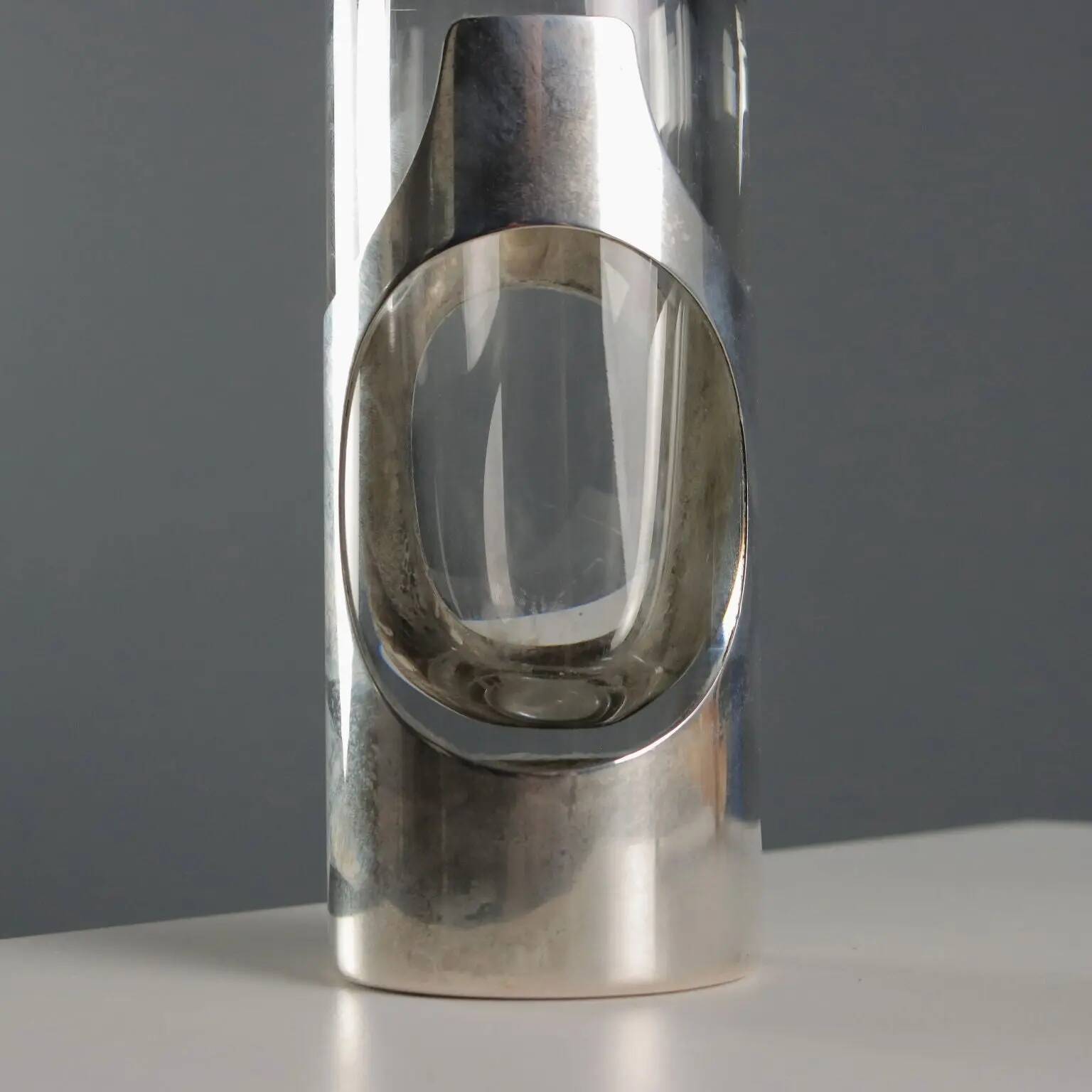 Vase vintage en verre argenté James Rivière, Italie, années 1970
