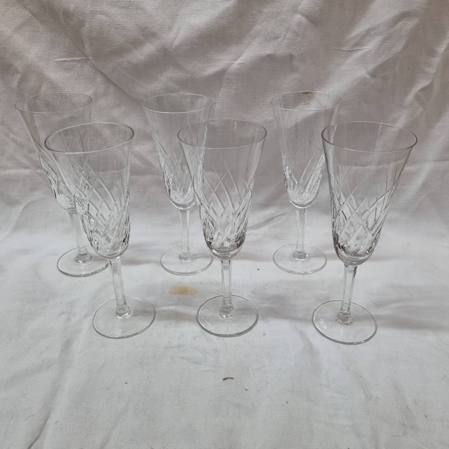 6 Bayer crystal stemmed glasses, 1970
