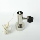 Nickel-plated chrome clip-on spot lamps for string shelf, headboard.