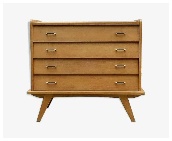 Commode vintage bois clair doré pieds compas