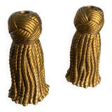 Paire de bougeoirs en plâtre en forme de nœud doré, Espagne, 1980