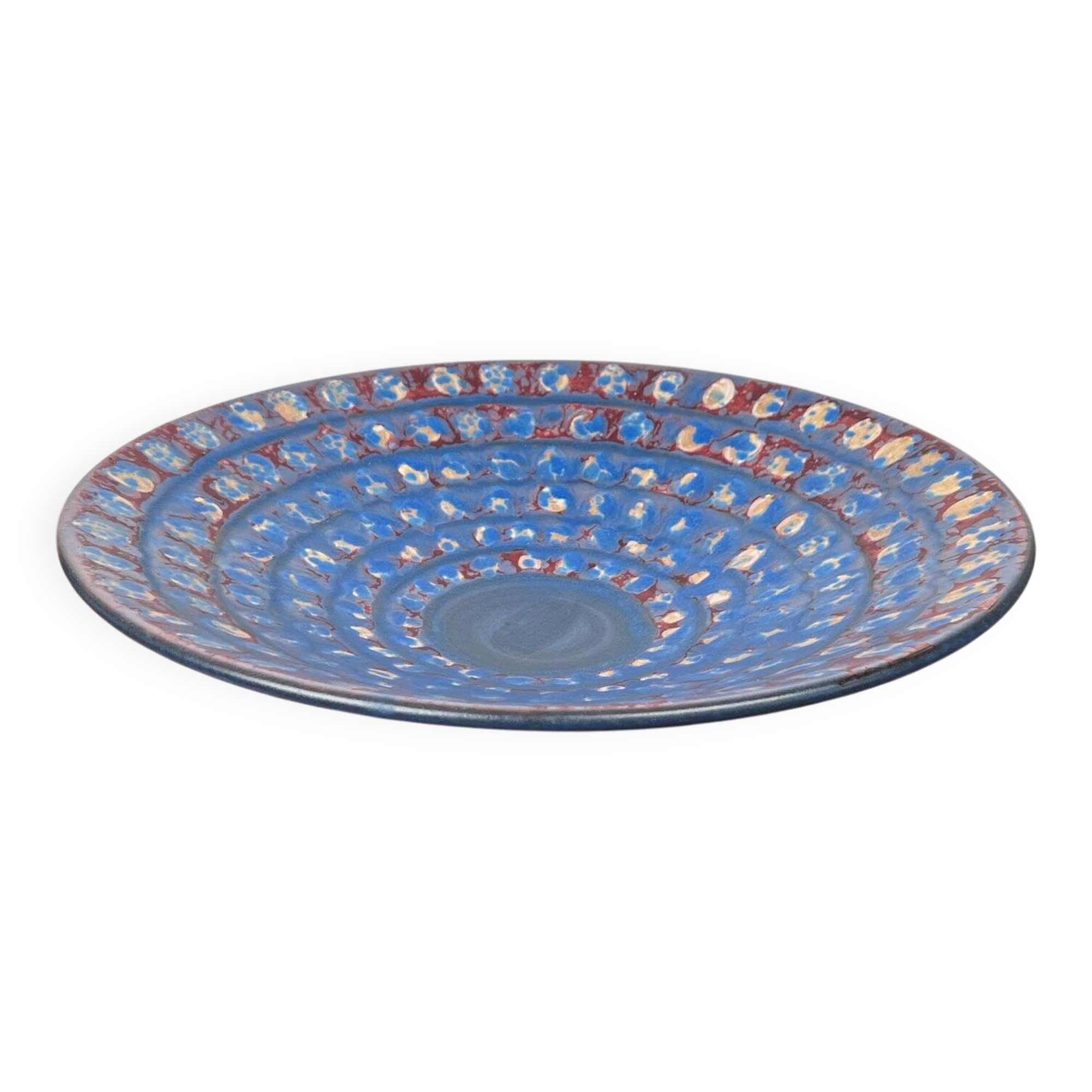 Large Mid-Century Modern German Studio Pottery Decorative Wall Plate by Eva Fritz-Lindner for Karlsruher Majolika, 1960s
