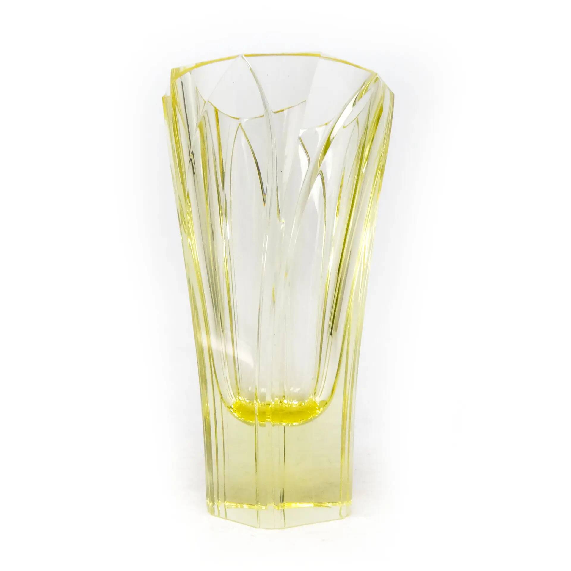 Art Deco vase, citrine crystal, designed by R. Hlousek, Moser, Czechoslovakia, 1930s