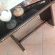 Coffee table with black glass top / 40s-50s