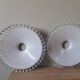 Set of 2 vintage pendant lampshades in wavy white opaline glass