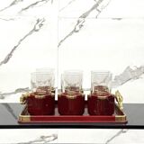 Hollywood Regency Glasses and Tray Set by Hans Turnwald, 1970s, Set of 7