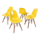 Set of 4 DSW chairs by Charles Eames - yellow fibreglass edition by Herman.