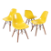 Set of 4 DSW chairs by Charles Eames - yellow fibreglass edition by Herman.