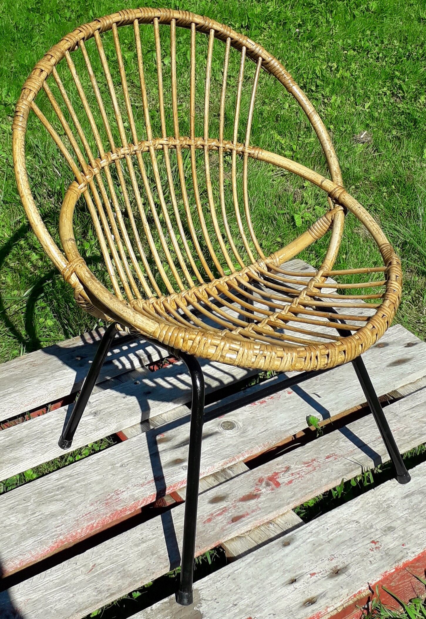 Fauteuil enfant en rotin vintage 60