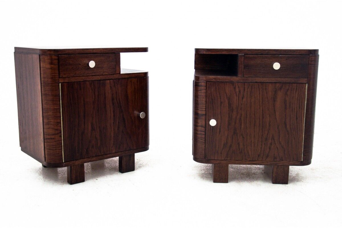 Pair of art deco bedside tables, Poland, 1950s, renovated